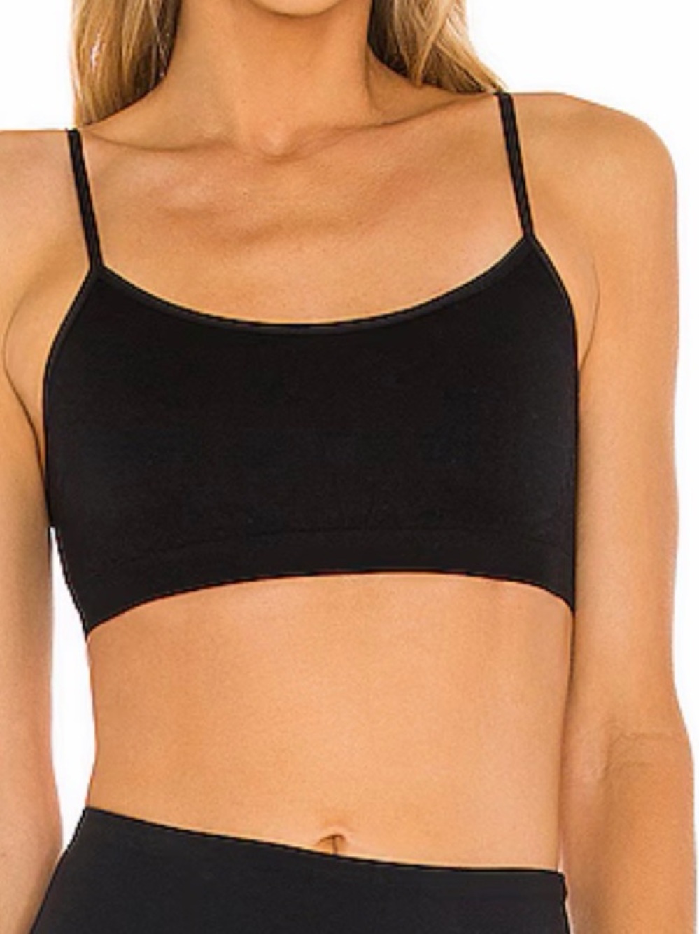 Splits59 Black Loren Seamless Stretch Crop Bralette with Thin Straps XS/S